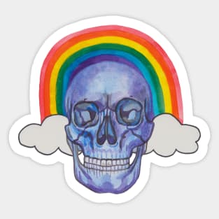 Halloween skull with rainbow Sticker